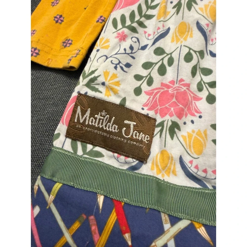 Matilda Jane Girls Mixed Print Long Sleeve Dress Yellow Floral Pencil Hem Size 6